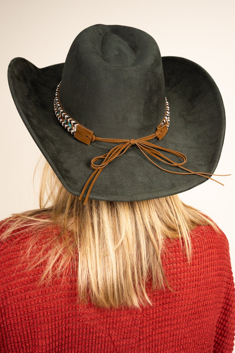 Be Clever Colorado City Olive Faux Suede Fedora - Wholesale Accessory Market