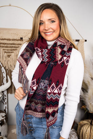 Be Clever Maricopa Mesa Long Scarf, Burgundy - Wholesale Accessory Market