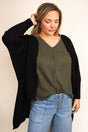 Be Clever Sweater Weather Knit Pocket Cardigan, Black - Wholesale Accessory Market