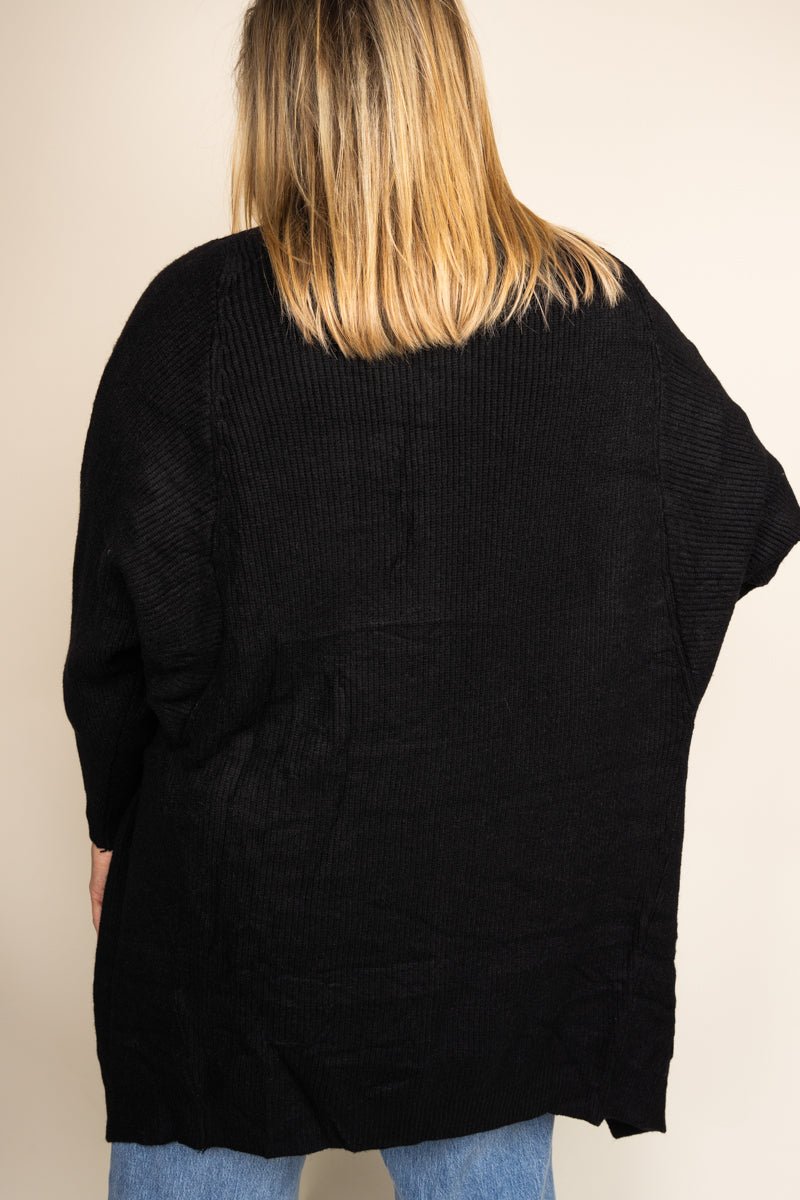 Be Clever Sweater Weather Knit Pocket Cardigan, Black - Wholesale Accessory Market