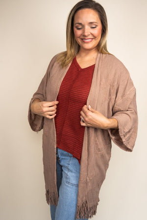 Be Clever The Maine Attraction Kimono, Beige - Wholesale Accessory Market