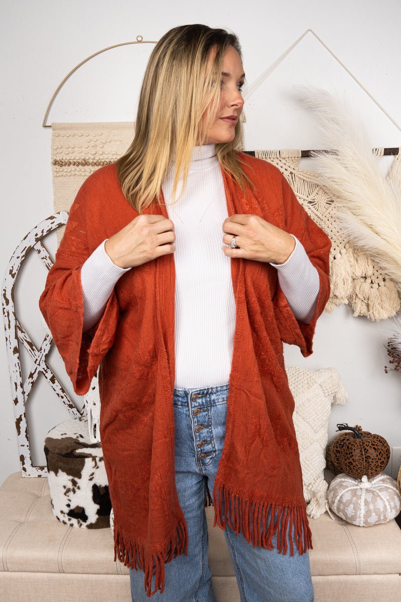 Be Clever The Maine Attraction Kimono, Rust - Wholesale Accessory Market