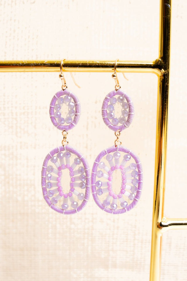 Emelia Lavender Rafia Goldtone Earrings - Wholesale Accessory Market