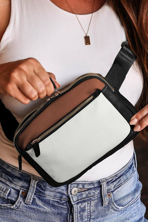 PREORDER! ETA 10/25 Travel Together White Colorblock Crossbody Belt Bag **SHIPPING EXPECTED TO BEGIN ON DATE 10/25** - Wholesale Accessory Market