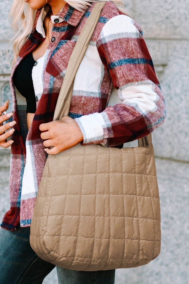 PREORDER! ETA 10/25 City Sights Light French Beige Quilted Tote Bag **SHIPPING EXPECTED TO BEGIN ON DATE 10/25** - Wholesale Accessory Market