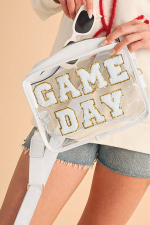 PREORDER! ETA 10/25 White Chenille Game Day Clear Crossbody **SHIPPING EXPECTED TO BEGIN ON DATE 10/25** - Wholesale Accessory Market