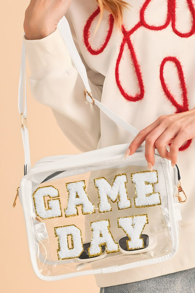 PREORDER! ETA 10/25 White Chenille Game Day Clear Crossbody **SHIPPING EXPECTED TO BEGIN ON DATE 10/25** - Wholesale Accessory Market