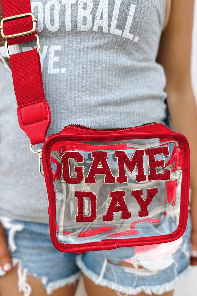 PREORDER! ETA 10/25 Fiery Red Chenille Game Day Clear Crossbody **SHIPPING EXPECTED TO BEGIN ON DATE 10/25** - Wholesale Accessory Market