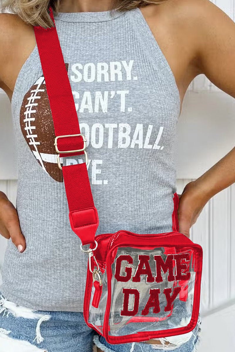 PREORDER! ETA 10/25 Fiery Red Chenille Game Day Clear Crossbody **SHIPPING EXPECTED TO BEGIN ON DATE 10/25** - Wholesale Accessory Market