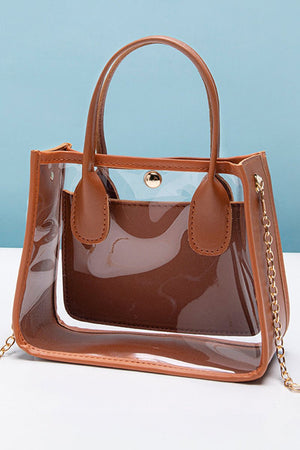 PREORDER! ETA 10/25 Becca Chestnut Trim Clear Bag **SHIPPING EXPECTED TO BEGIN ON DATE 10/25** - Wholesale Accessory Market