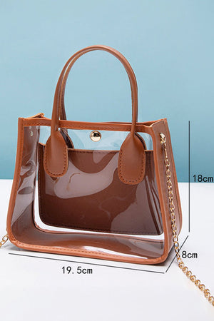 PREORDER! ETA 10/25 Becca Chestnut Trim Clear Bag **SHIPPING EXPECTED TO BEGIN ON DATE 10/25** - Wholesale Accessory Market