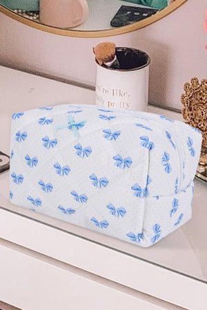 PREORDER! ETA 10/25 Feeling Cute Sky Blue Bow Quilted Pouch **SHIPPING EXPECTED TO BEGIN ON DATE 10/25** - Wholesale Accessory Market