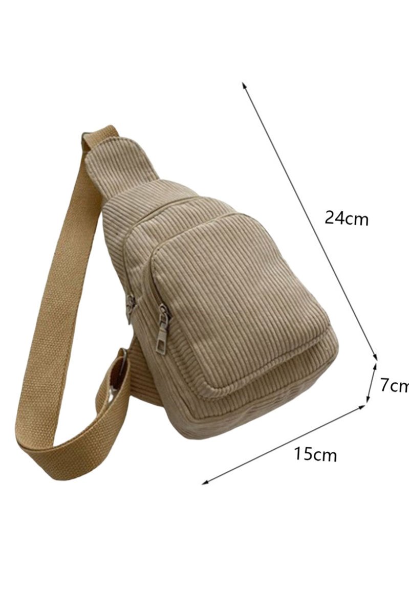 PREORDER! ETA 10/25 Khaki Corduroy Sling Bag **SHIPPING EXPECTED TO BEGIN ON DATE 10/25** - Wholesale Accessory Market