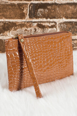 PREORDER! ETA 10/25 Thai Curry Croco Zipper Wristlet Clutch **SHIPPING EXPECTED TO BEGIN ON DATE 10/25** - Wholesale Accessory Market