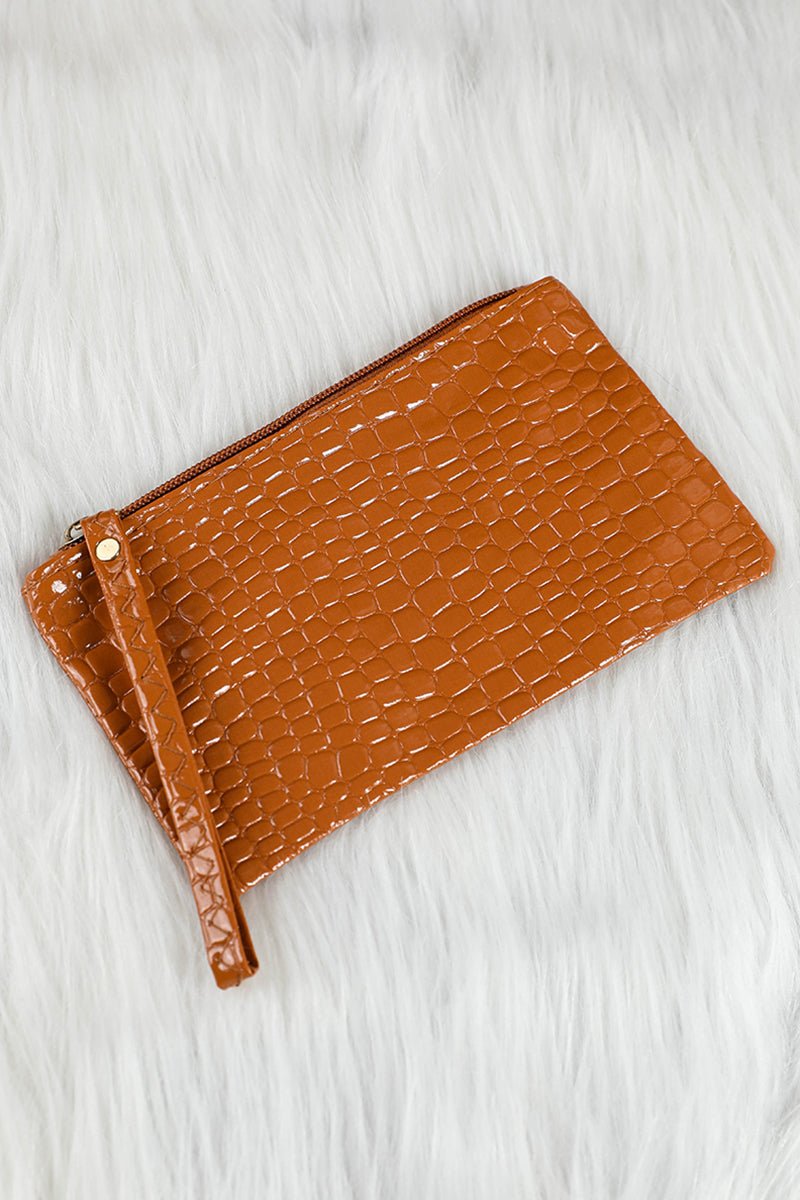 PREORDER! ETA 10/25 Thai Curry Croco Zipper Wristlet Clutch **SHIPPING EXPECTED TO BEGIN ON DATE 10/25** - Wholesale Accessory Market