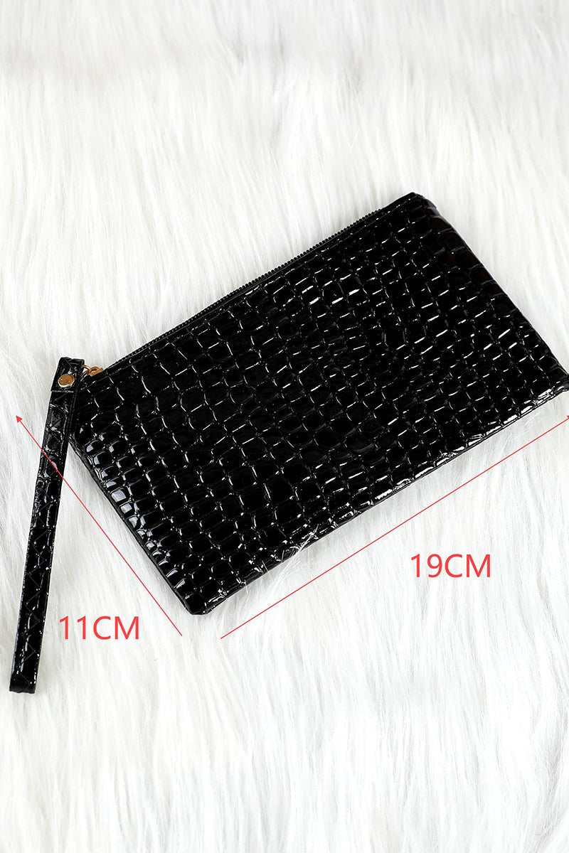 PREORDER! ETA 10/25 Black Croco Zipper Wristlet Clutch **SHIPPING EXPECTED TO BEGIN ON DATE 10/25** - Wholesale Accessory Market