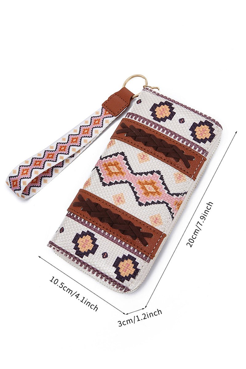 PREORDER! ETA 10/25 White Geo Print Faux Leather Wristlet Wallet **SHIPPING EXPECTED TO BEGIN ON DATE 10/25** - Wholesale Accessory Market