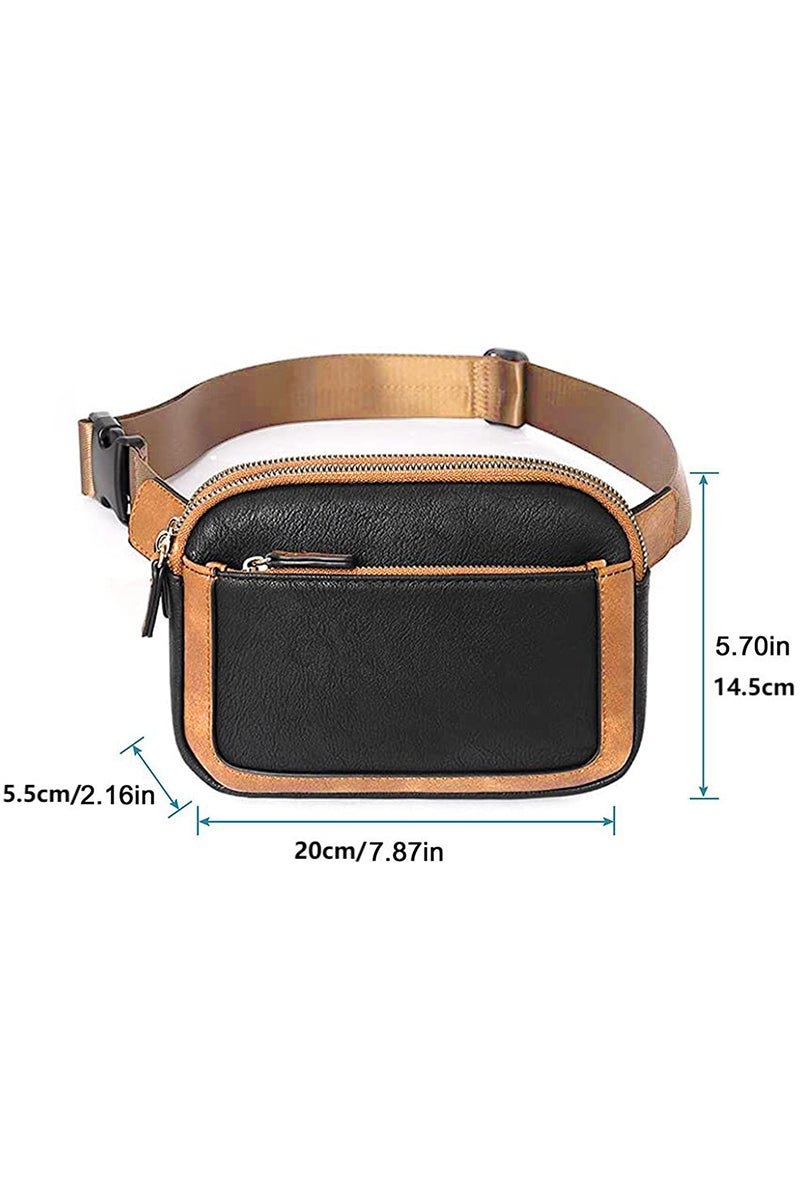 PREORDER! ETA 10/25 All Together Black and Tan Belt Bag **SHIPPING EXPECTED TO BEGIN ON DATE 10/25** - Wholesale Accessory Market