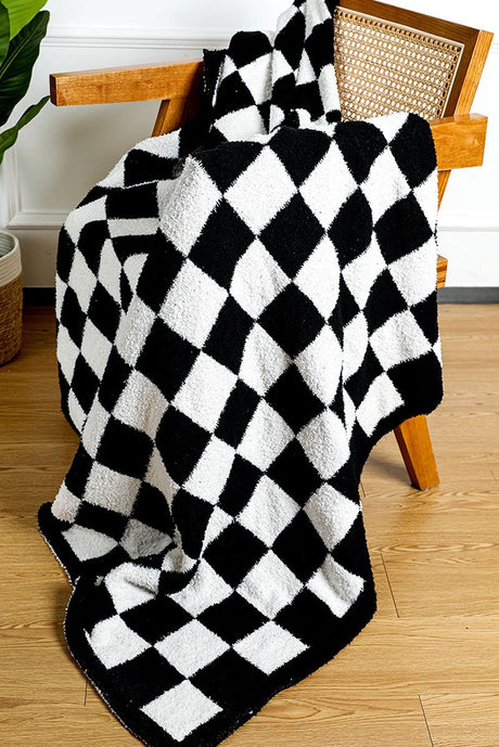 PREORDER! ETA 10/25 Time To Unwind Black Check 60 x 50 Blanket **SHIPPING EXPECTED TO BEGIN ON DATE 10/25** - Wholesale Accessory Market