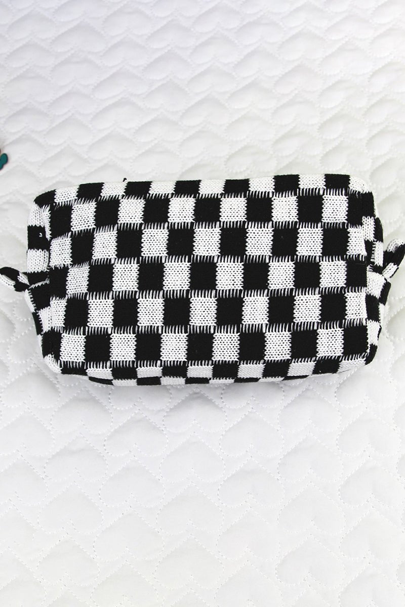 PREORDER! ETA 10/25 Checked & Chic Black Cosmetic Pouch **SHIPPING EXPECTED TO BEGIN ON DATE 10/25** - Wholesale Accessory Market