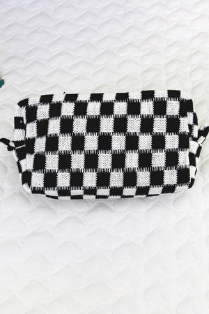 PREORDER! ETA 10/25 Checked & Chic Black Cosmetic Pouch **SHIPPING EXPECTED TO BEGIN ON DATE 10/25** - Wholesale Accessory Market