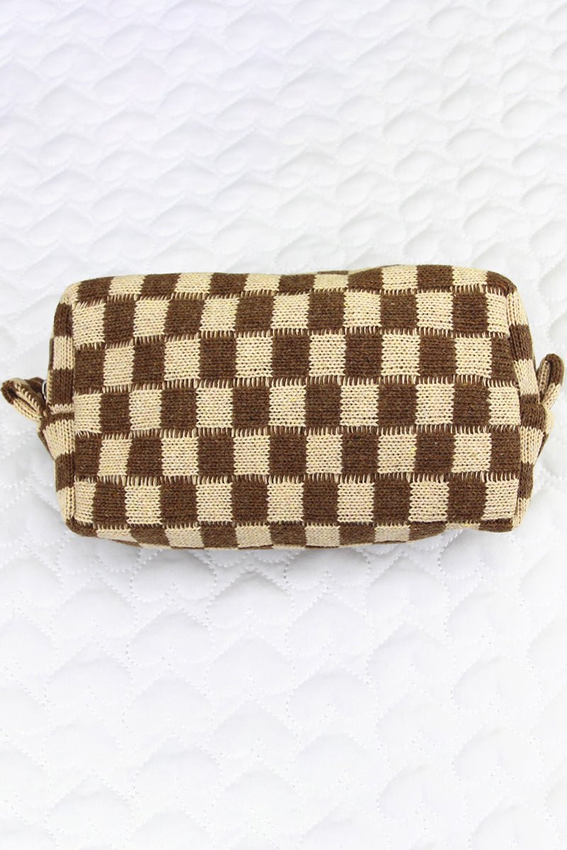 PREORDER! ETA 10/25 Checked & Chic Light French Beige Cosmetic Pouch **SHIPPING EXPECTED TO BEGIN ON DATE 10/25** - Wholesale Accessory Market