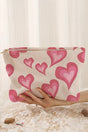 Lovely Look Pink Hearts Corduroy Makeup Bag - Wholesale Accessory Market