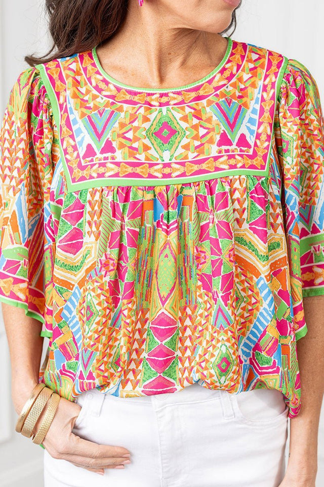 Island in the Sun Orange Wide Sleeve Blouse - Wholesale Accessory Market