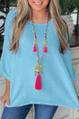 Aruba Blue Crinkled Blouse - Wholesale Accessory Market