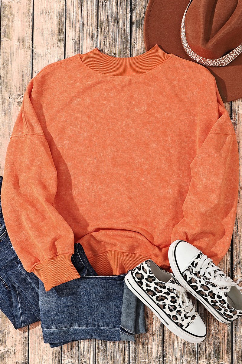 Evermore Orange Vintage Wash Drop Shoulder Sweatshirt - Wholesale Accessory Market