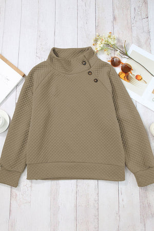 Vermont Views Taupe Quilted Button Neck Sweatshirt - Wholesale Accessory Market