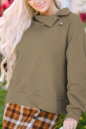 Vermont Views Taupe Quilted Button Neck Sweatshirt - Wholesale Accessory Market