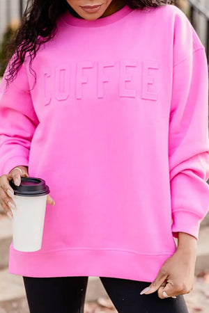 Bonbon Pink Embossed Coffee Sweatshirt - Wholesale Accessory Market