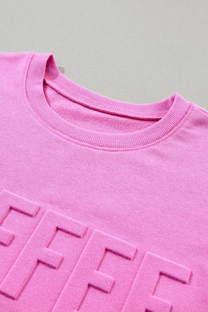 Bonbon Pink Embossed Coffee Sweatshirt - Wholesale Accessory Market