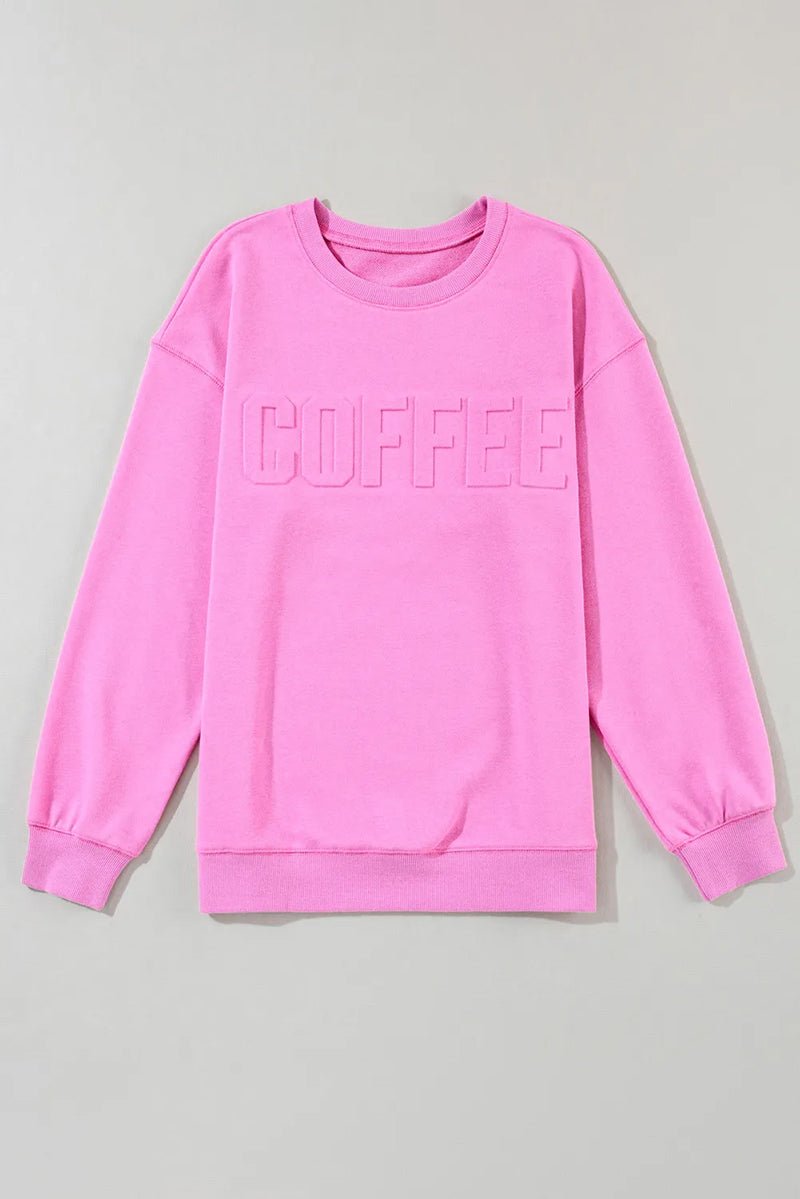 Bonbon Pink Embossed Coffee Sweatshirt - Wholesale Accessory Market