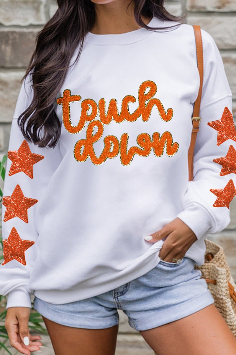 Glittering Touch Down Star Sleeve Sweatshirt - Wholesale Accessory Market