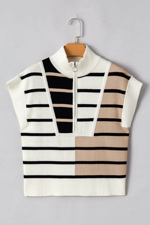 Stamford Black Stripe Quarter Zip Knit Vest - Wholesale Accessory Market