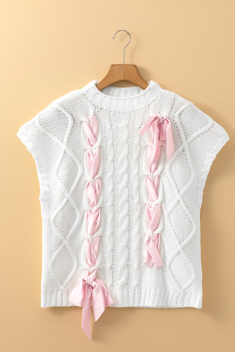 Sweet As Can Be White Cable Knit Top - Wholesale Accessory Market