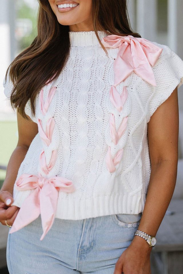 Sweet As Can Be White Cable Knit Top - Wholesale Accessory Market