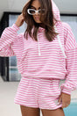 Rockaway Beach Pink Stripe Hoodie and Shorts Set - Wholesale Accessory Market