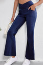 Don't Look Back Dusk Blue Crossed High Rise Flare Jeans - Wholesale Accessory Market