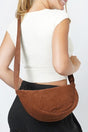 L.I.B. New York Out Exploring Brown Corduroy Half Moon Bag - Wholesale Accessory Market