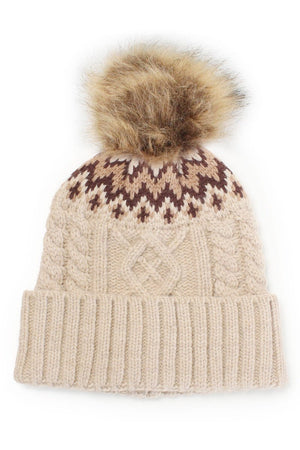 L.I.B. New York Winter Outing Pom Pom Beanie, Beige - Wholesale Accessory Market