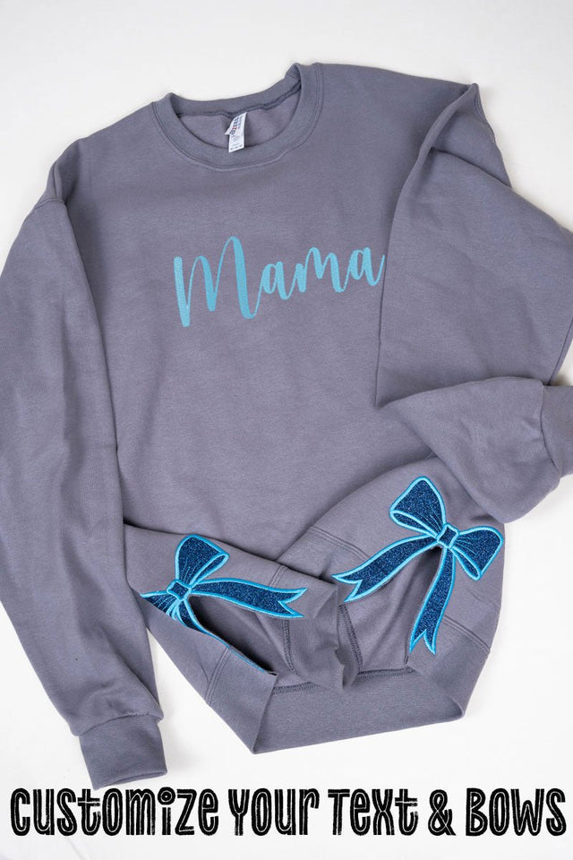 Rock You Design It Embroidered Side Bows Unisex NuBlend Crew Sweatshirt *Customize Your Text - Wholesale Accessory Market