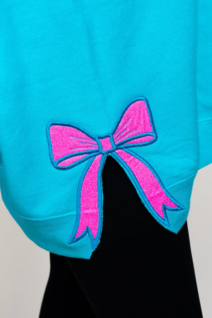 Scuba Blue You Design It Embroidered Side Bows Unisex NuBlend Crew Sweatshirt *Customize Your Text - Wholesale Accessory Market