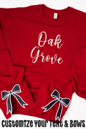 True Red You Design It Embroidered Side Bows Unisex NuBlend Crew Sweatshirt *Customize Your Text - Wholesale Accessory Market