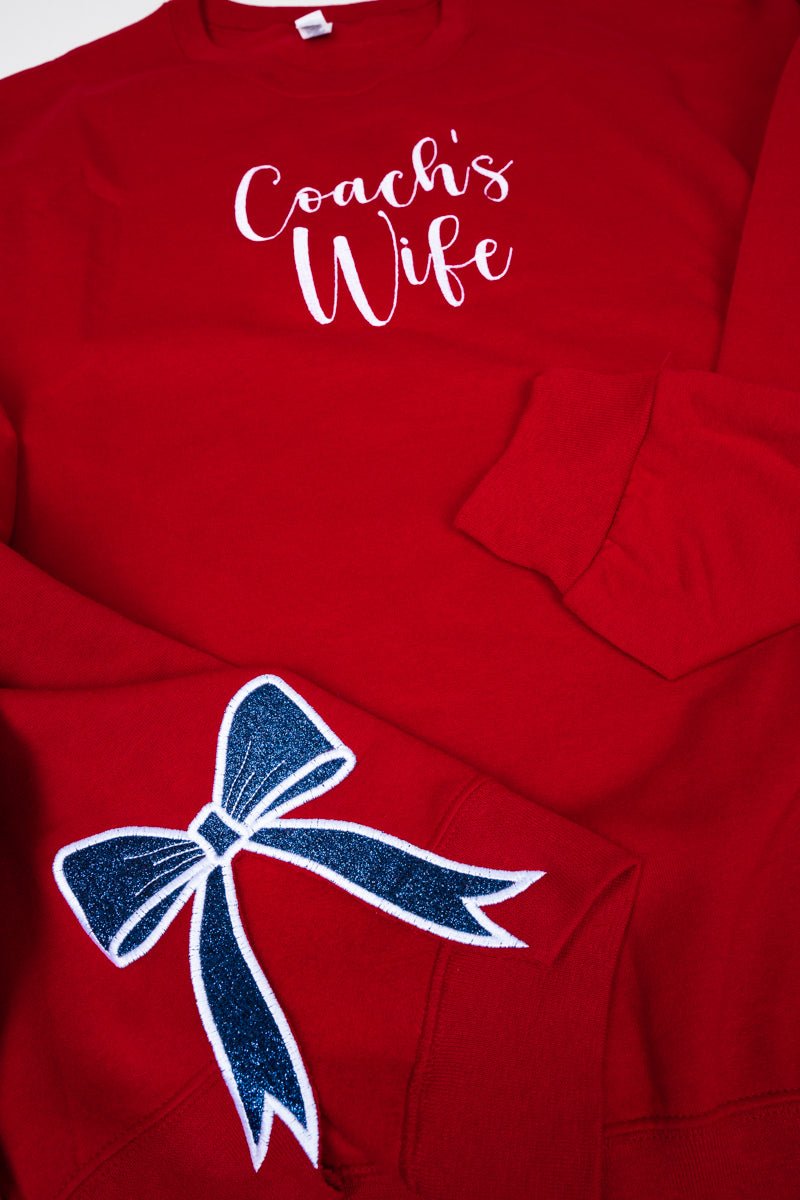 True Red You Design It Embroidered Side Bows Unisex NuBlend Crew Sweatshirt *Customize Your Text - Wholesale Accessory Market