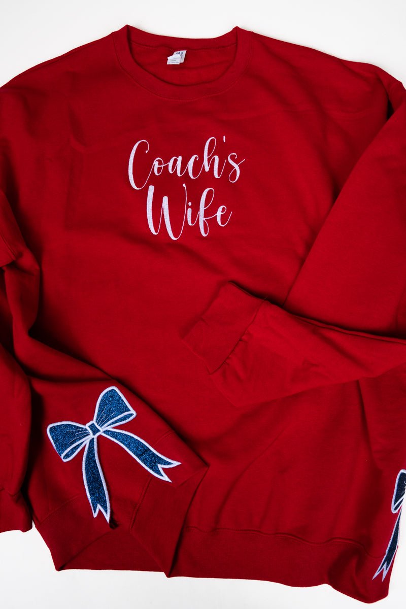 True Red You Design It Embroidered Side Bows Unisex NuBlend Crew Sweatshirt *Customize Your Text - Wholesale Accessory Market