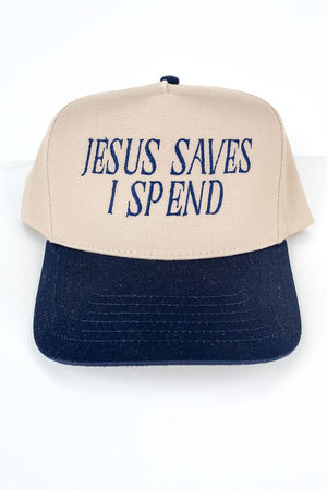 Jesus Saves I Spend Embroidered Five Panel Twill Cap - Wholesale Accessory Market