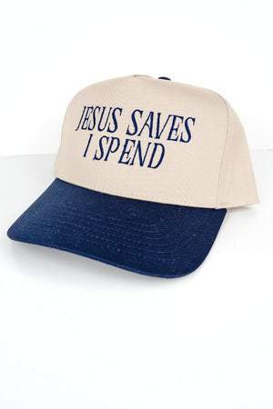 Jesus Saves I Spend Embroidered Five Panel Twill Cap - Wholesale Accessory Market